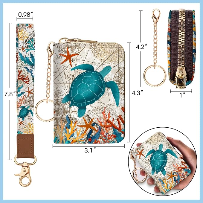 Blusabaca Women Credit Card Holder, Small RFID Wallet with Wristlet Strap | Removable Keychain, Case with Zipper, Vegan PU Leather, Cash Coin Pocket, Business Accordion Purse, Ladies Female Gift - Image 6
