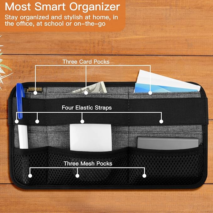 Portable Tech Organizer Attachable to Laptop for Electronics, Cables, Mouse, Power Bank, USB Adapter, Charger, Cellphone - Gray - Image 5