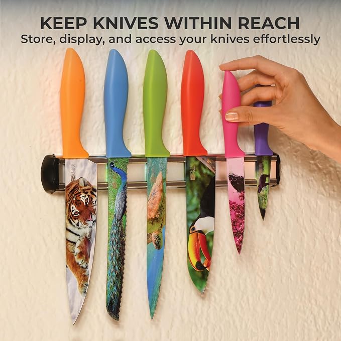 CHEF'S VISION Silver Magnetic Knife Holder for Wall, 13" Kitchen Knife Rack | Knife Magnetic Strip with a Slim Magnetic Bar, Continuous Full-Surface Hold Keeps Knives Secure Without Slipping or Shifting - Image 5