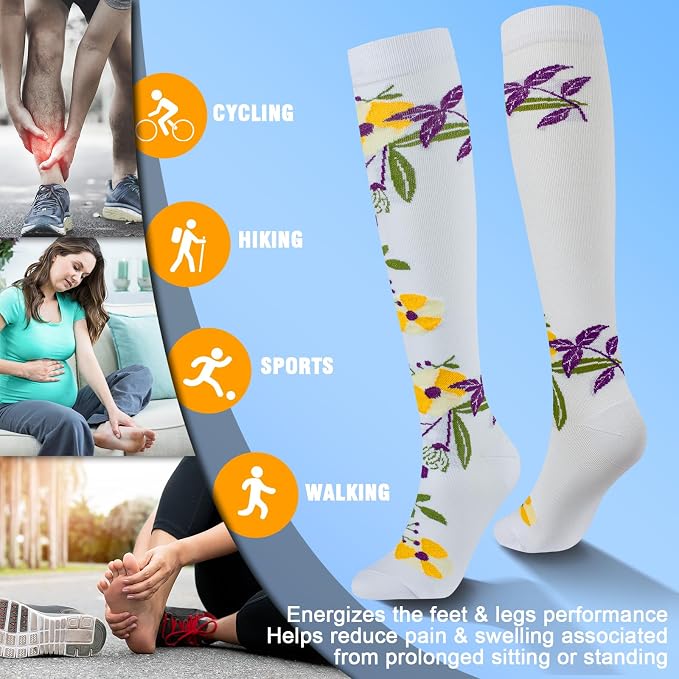 cerpite Compression Socks for Women & Men 6 Pairs Knee High Compression Socks 20-30 mmhg Best for Running,Nurse,Travel - Image 5