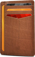 Slim Minimalist RFID Leather Wallet, Front Pocket Card Holder, Dark Cognac by OakLeathers