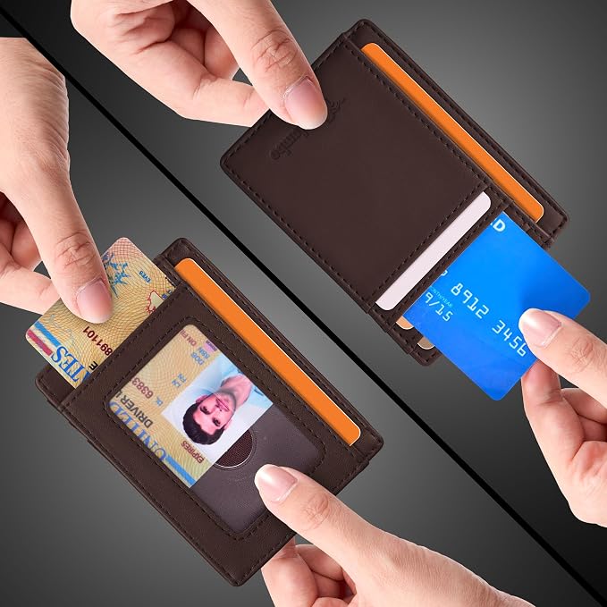 Travelambo Slim Wallet Front Pocket Minimalist Leather RFID Blocking Medium Size - Image 8
