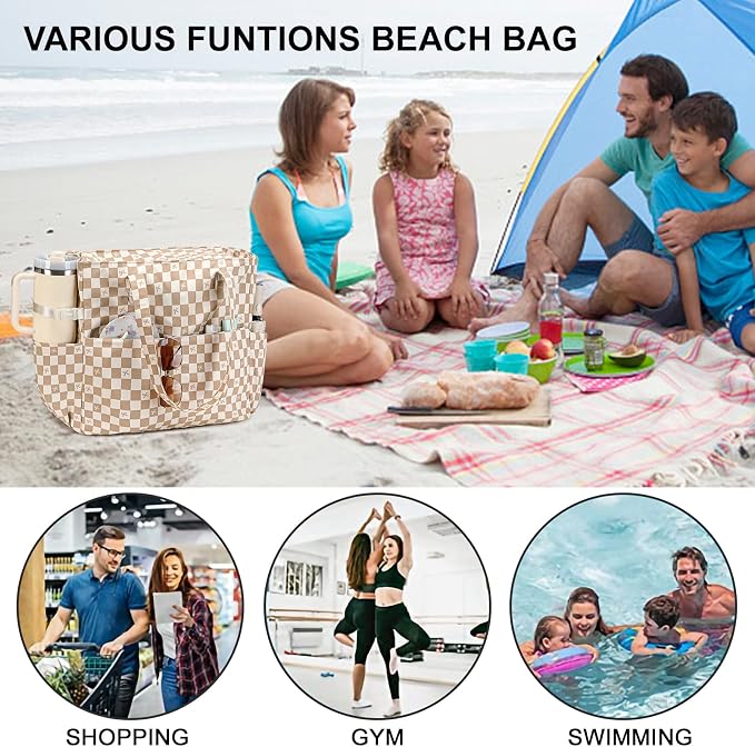 Bluboon Beach Bags for Women, Large Waterproof Tote Bag With Wet Compartment for Pool Weekender Travel Gym - Image 7