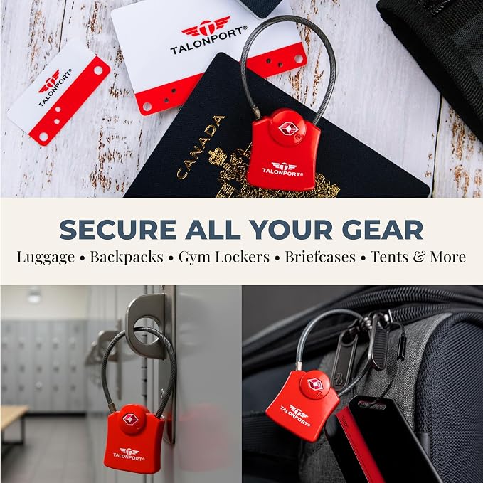 Keyless TSA Approved Suitcase Luggage Locks, Red 4-Pack | No Combination to Remember, Durable Zinc Alloy Build, Free Lifetime Card-Key Replacements, Secures Bags, Lockers & Gym - Image 3