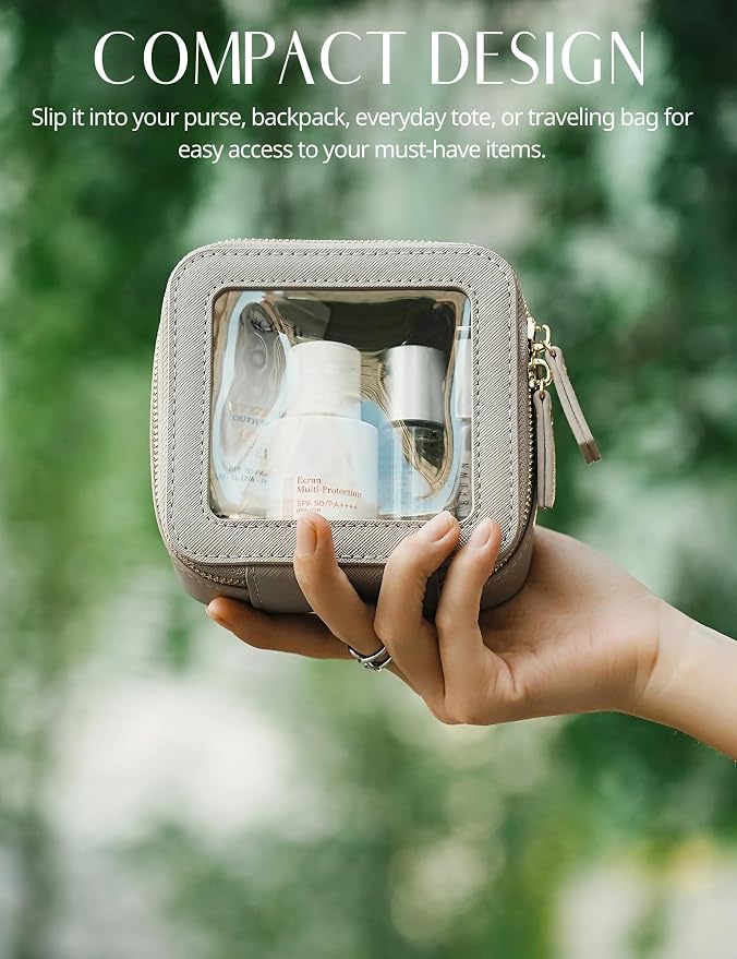 Clear Makeup Bag Travel Cosmetic Case Toiletry Bag with Zipper Make Up Organizer Traveling Compact Car Bag Stone Mini - Image 5