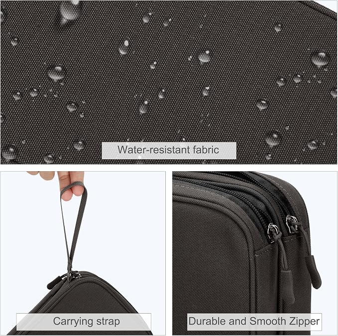 FYY Electronic Organizer, Travel Tech Pouch Bag, Large, Coffee | Wrist Strap, Waterproof, Double Layers Portable Electronics Travel Carrying Case for Cord, Charger, Daily Business Trips Use - Image 4