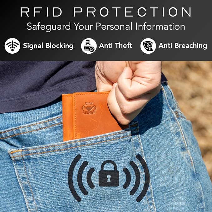 Stealth Mode Trifold Leather Wallet for Men with RFID Blocking (Clay) | Top Grain Napa Leather, 9 Card Slots, ID Window, Gift Box – Gift for Dad, Husband, or Son - Image 4