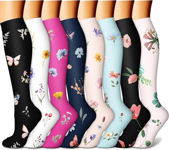 CHARMKING Compression Socks for Women & Men Circulation (8 Pairs) 15-20 mmHg Best Calf Socks Support for Athletic Cycling by CHARMKING