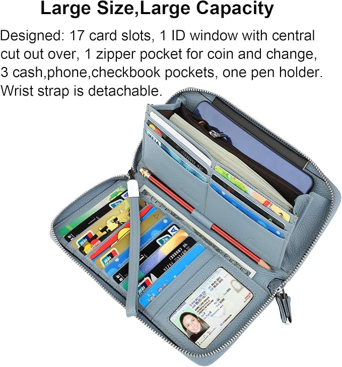 Small Compact Women Wallet RFID Blocking Genuine Leather Bifold Purse with ID Windows - Image 3