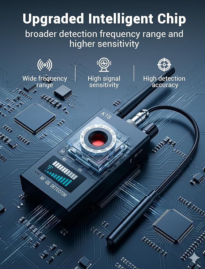 Hidden Camera Detectors, 3-in-1 GPS Tracker Detector, Bug Detector, Ultra-Long Battery Life, RF Detector for Airbnb, Hotels, Bathroom, Home, Office - Image 3