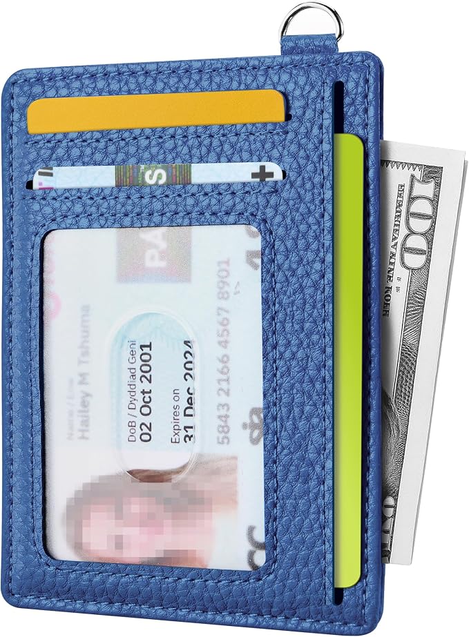 Mayski Slim Wallet, Credit Card Holder for Women, Minimalist Front Pocket RFID Blocking Card Cases, Small Wallet Women Men(Litchi Ocean Blue) - Image 2