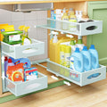 Under Sink Organizer, 2 Tier Pull out Cabinet Organizer Baskets with Mesh Sliding Drawers, Slide out Storage Shelf for Home, Kitchen, Bathroom, Pantry, Office Cabinet(1 Pack, Blue) by Kitstorack