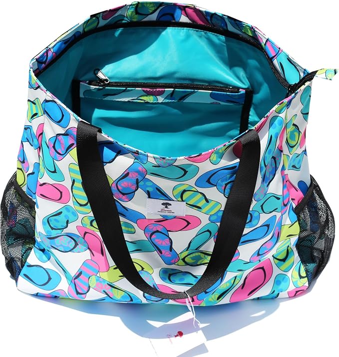 ESVAN LARGE BEACH BAG Water Resistant Lightweight 20 inch Women Oversize Tote Bag for Gym Beach Travel Pool Yoga Nurse - Image 5
