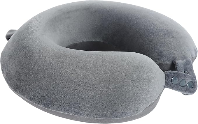 Travel Neck Pillow, Top Memory Foam Pillow for Head Support, Ideal for Airplanes, Cars, and Home Recliners, Adjustable and Soft (Grey) - Image 3