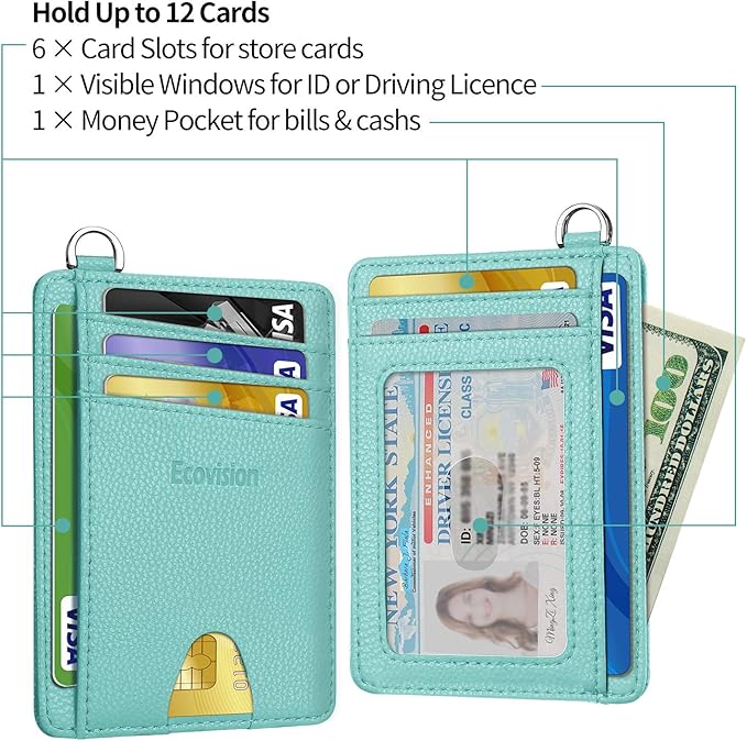 Slim Minimalist Front Pocket Wallet, RFID Blocking Credit Card Holder Wallet with Detachable D-Shackle for Men Women - Image 4