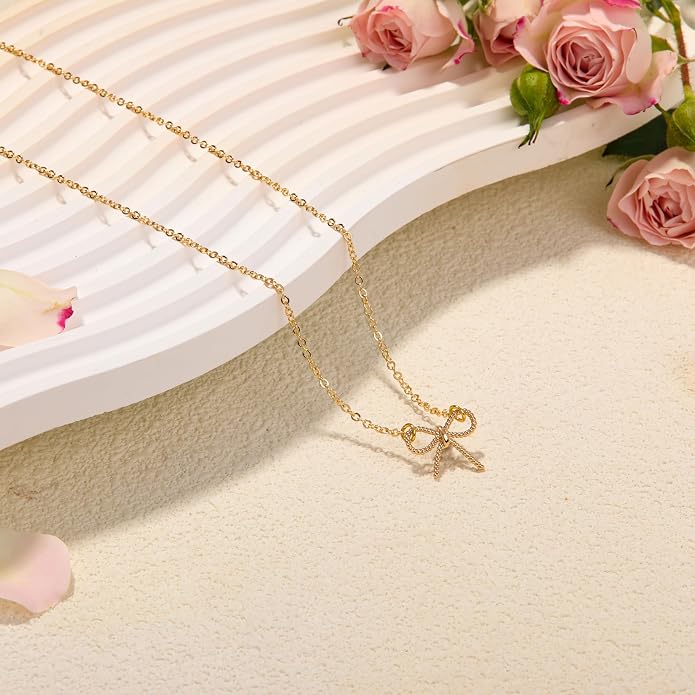 RZKING Golden Necklace for Women, Dainty Butterfly Heart Bow Rose Necklace, Gifts for Best Friend Sister Mom Girlfriend, Graduation Chritmas Birthday Anniversary Thank You Gifts - Image 4
