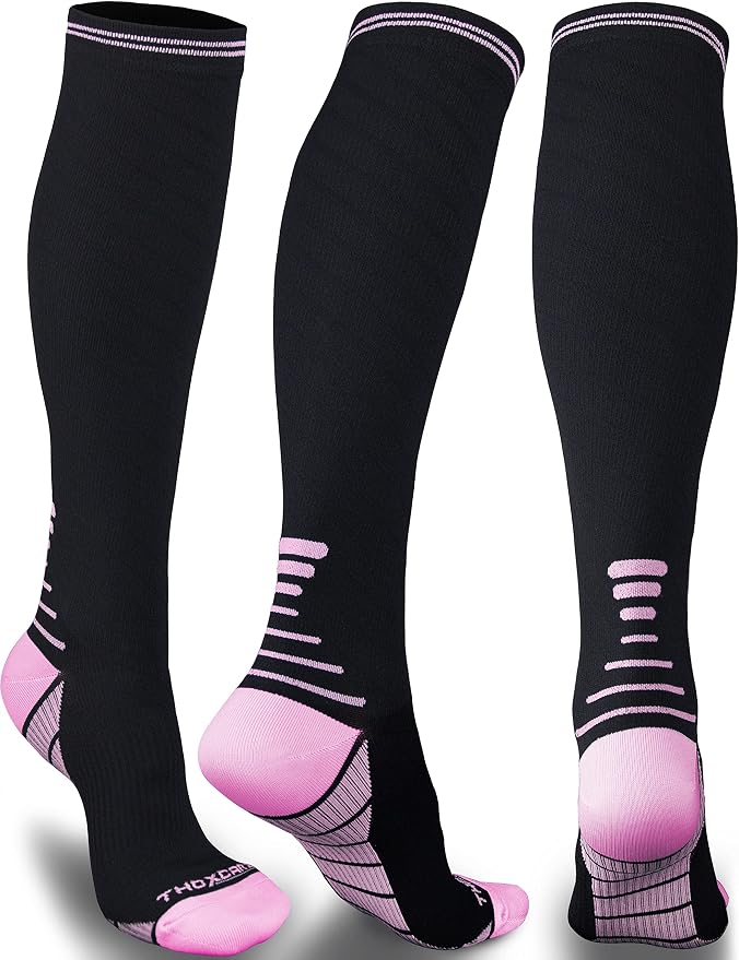 Compression Socks for Women Men 20-30 mmHg, Knee High Support Circulation Sock for Travel Sport Medical (1or 2Pair) by Thoxcare