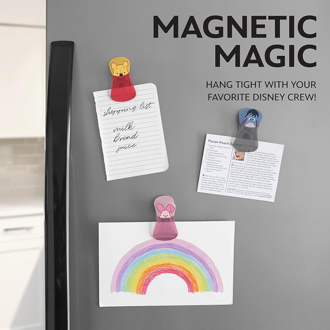 Disney Winnie the Pooh Magnetic Chip Clips, Set of 6 | Airtight food storage bag clips for snack, cereal, and coffee bags, great for pantry and fridge, magnet displays kids artwork - Image 3