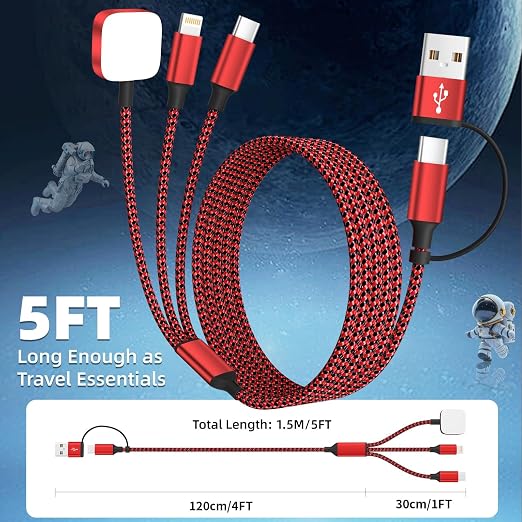MPATIBY Multi Charging Cable for iWatch Charger, 3 in 1 Charging Cable USB Multiple Charger Cord for iWatch Ultra/SE/10-1, iPhone17-8, iPad, Android, Car, Cruise Essentials - 3Pcs 5FT - Image 6