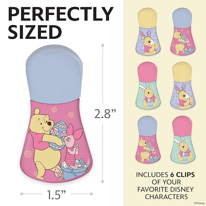Disney Winnie the Pooh Magnetic Chip Clips, Set of 6 | Airtight food storage bag clips for snack, cereal, and coffee bags, great for pantry and fridge, magnet displays kids artwork - Image 5