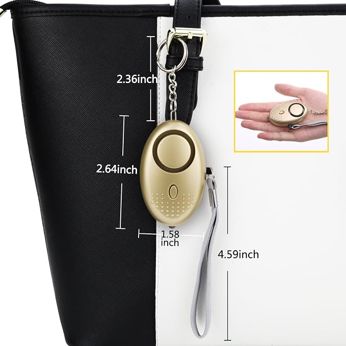 Personal Alarm for Women, 2Pcs 140dB Self Defense Keychain LED Light | Personal Safety Alarm with LED Light Panic Button for Women Kids and Elders (Gold & Purple) - Image 5