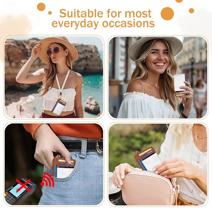 Yonlevres Credit Card Holder Slim Wallet Women Minimalist RFID Small Travel | Front Pocket, Handy, RFID Blocking, Woman Girls Ladies Gifts, D-ring for Keychain,Thin Mini Card Case, ID Window, PU Leather - Image 3
