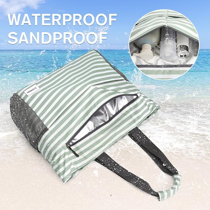 G4Free Beach Bag, Waterproof Sandproof Beach Tote Bag, Large Capacity Foldable for Women - Image 3