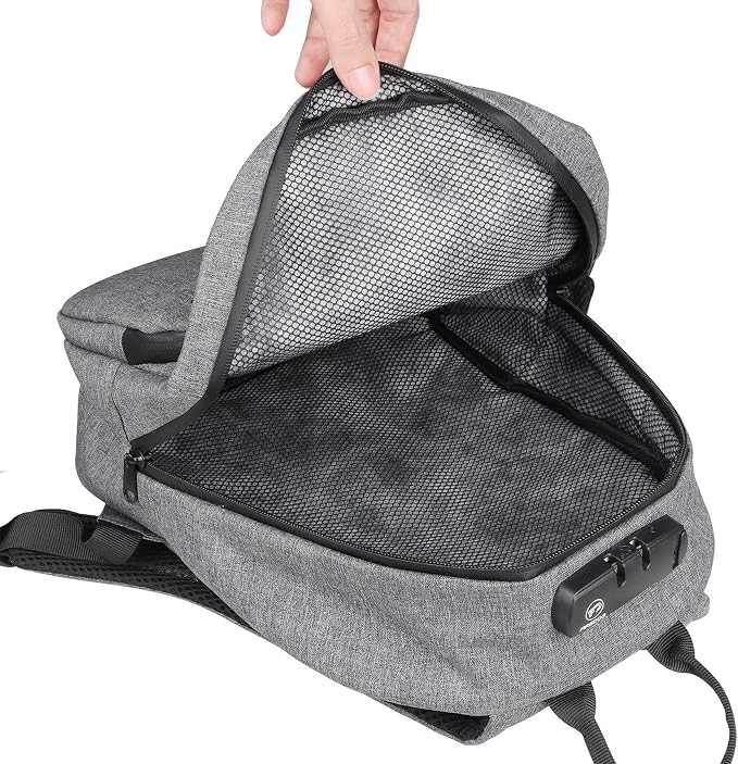 FIREDOG Mini Smell Proof Backpack with Lock, Smell Proof Bag for Men Women Travel (Grey) - Image 7