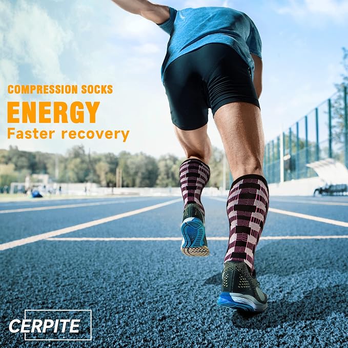 cerpite Compression Socks for Women & Men 6 Pairs Knee High Compression Socks 20-30 mmhg Best for Running,Nurse,Travel - Image 6