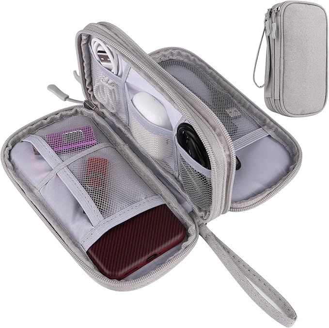 Travel Cable Organizer - Electronics Accessories Bag(Double Layer - Grey) by JIAKAI