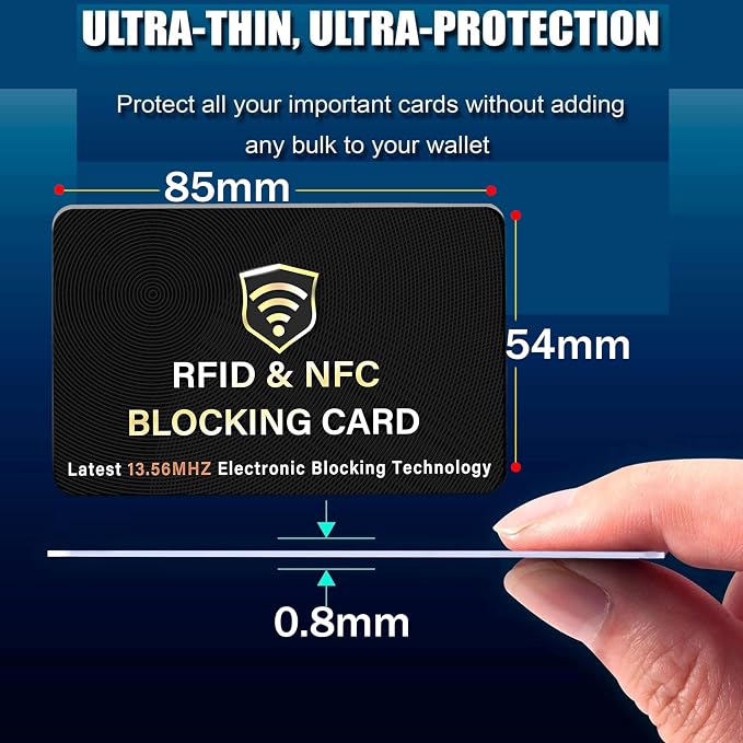 SaiTech IT 5 Pack RFID Blocking Card for Credit Debit ID Card, Black | Slim Anti-Theft Contactless NFC RFID Blocker Protector, Easily Fit into Wallet and Purse, for Men & Women - Image 2