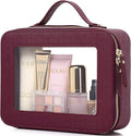 Pinkmik Clear Makeup Bag, (Burgundy,L) | Mahjong Tiles Bag ,Travel Cosmetics and Toiletries Case, Portable Makeup Organizer,Car Bag with Zipper,Waterproof, by Pinkmik