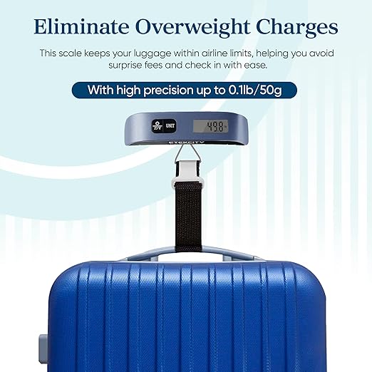 Etekcity Luggage Scale, Digital Suitcase Weight Scale for Travel, 110 lb | Travel Essentials, Air Travel, Suitcase, Hanging Hook, Rubber Grip, Battery Included, Easy-to-Read Display - Image 2