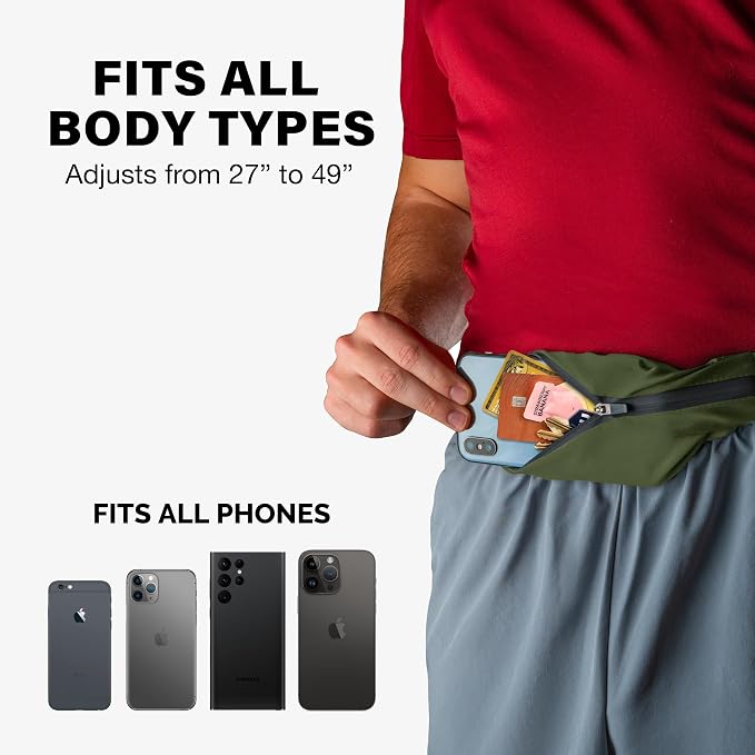 Back Bay Slim Running Belt for Women & Men [Fits ALL Phones], Runners Fanny Pack for Men, Money Belt, Running Gear Gift, Waist Bag Workout Gear, iPhone Runner's Phone Holder Waist Pack - Image 2