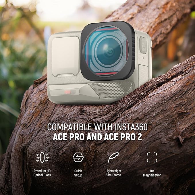 NEEWER 10X Macro Lens Compatible with Insta360 Ace Pro/Ace Pro 2, Action Camera Magnification Lens, Not Waterproof, NOT Compatible with Updated Version Redesigned Round Octagonal Lens Guard, LS-C40 - Image 2