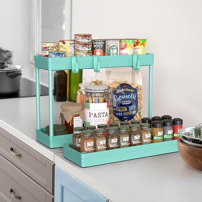 Simple Houseware 3-Tier Slim Rolling Cart w/Handle 5.5" Wx27.5 H, Turquoise | Storage Cart for Narrow Space (5.5-Inch Wide) Kitchen, Bathroom, Laundry Room - Image 4