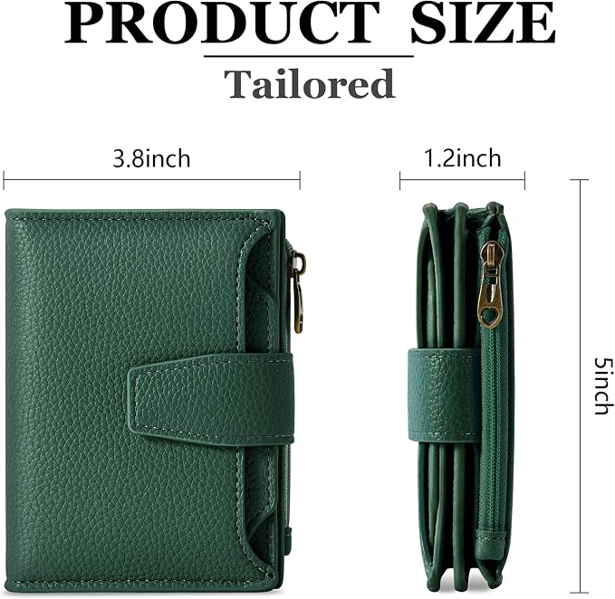 Small Wallet Women RFID Blocking Soft Leather Bifold Compact Card Holder Wallet for Women with Zipper Coin Pocket 4 ID Window - Image 3
