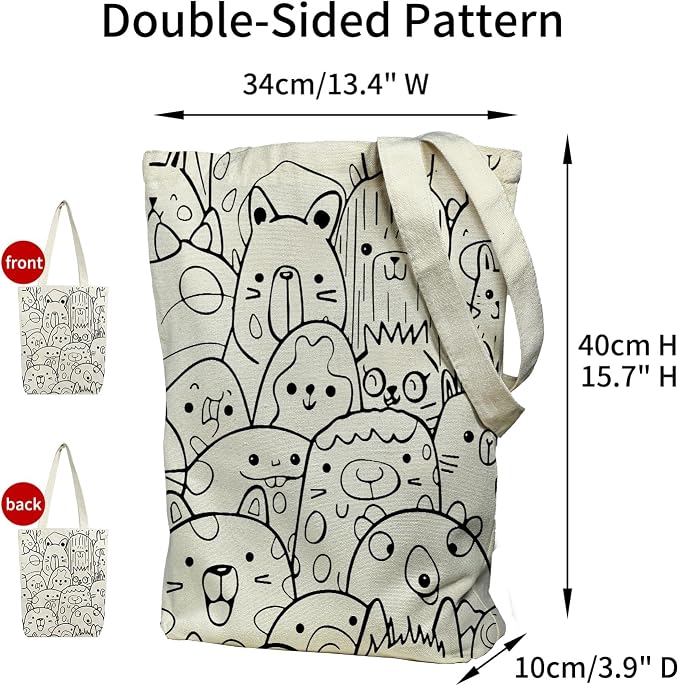 itgowisa Canvas Tote Bag for Women, Tote Bag with Zipper Inner Pocket, Zippered Canvas Bag for Shopping Work Grocery Everyday - Image 3
