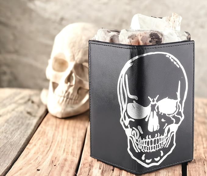 F&L CLASSIC Men's RFID Vintage Look Genuine Leather Long Bifold Wallet Checkbook Wallets,black skull,240-50 - Image 6