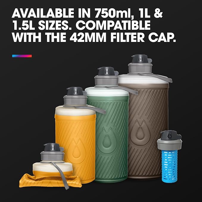 HydraPak Flux - Collapsible Backpacking Water Bottle (750ml, 1L, 1.5L) - BPA Free, Ultra Light, Spill-Proof Twist Cap - Image 5