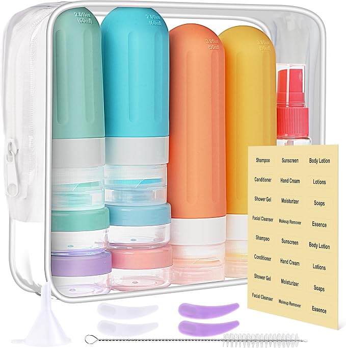 Travel Bottles for Toiletries 18Pack Containers Travel Size Toiletries | TSA Approved BPA Free Leak Proof Refillable Liqus Shampoo Air Travel Flights Vacation Getaways Colored - Image 2