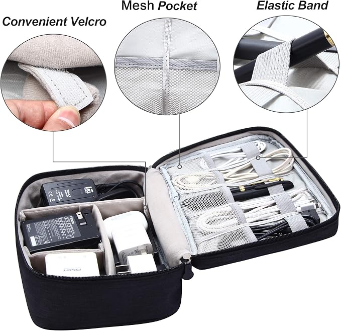 SELLYFELLY Electronics Organizer Travel Universal Cable Organizer Bag Waterproof Electronics Accessories Storage Cases for Cable, Charger, Phone, USB, SD Card, Hard Drives, Power Bank, Cords - Image 3