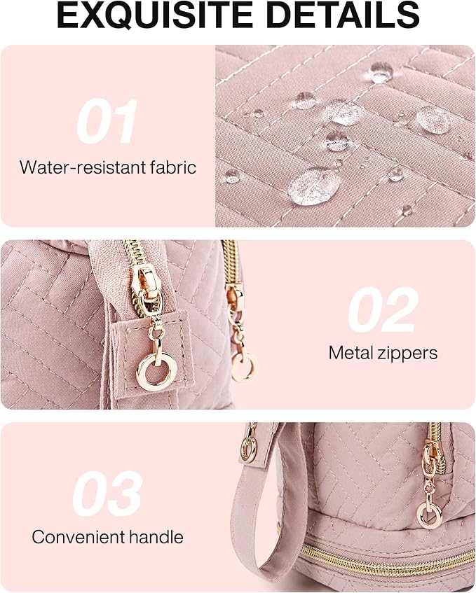 BAGSMART Travel Makeup Bag, Cosmetic Bag Make Up Organizer Case, Dorm Room Essentials Large Wide-open Pouch Women Travel Essentials Double Layers Purse for Toiletries Accessories Brushes Pink - Image 6