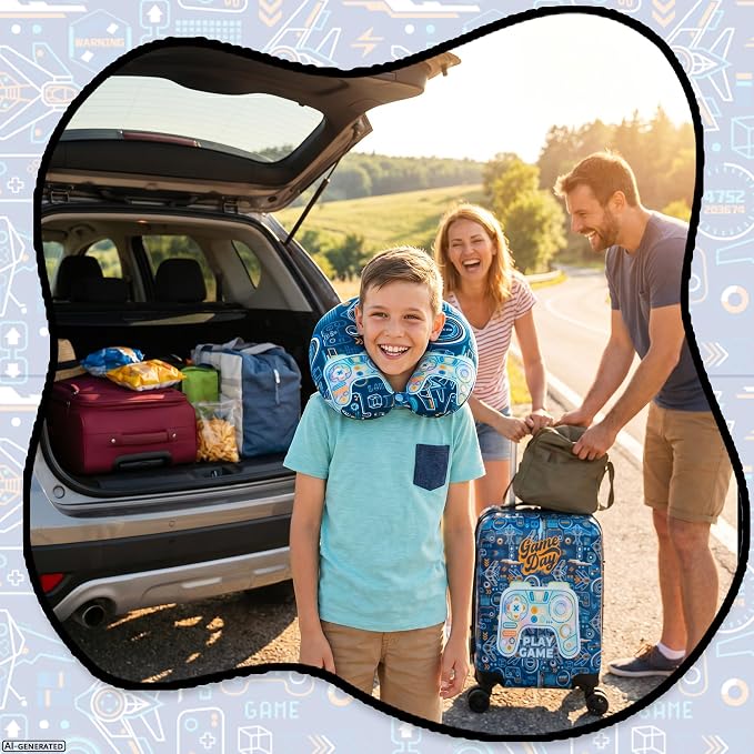 Kids Luggage Sets for Boys 2 Piece Rolling Suitcases with Wheels Hardshell Toddler Suitcase with Travel Pillow Carry on Travel Luggage with Wheels - Image 5