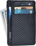 Slim Minimalist RFID Leather Wallet, Front Pocket Card Holder, Ebony by OakLeathers