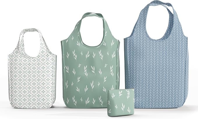 Pure Sage Reusable Grocery Bag - Stylish Shopping Bags for Groceries - Foldable Tote Bag by PureSage