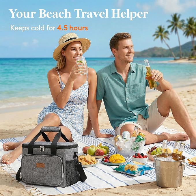 Lifewit Large Lunch Bag, Insulated Lunch Box, Soft Cooler Cooling Tote for Adult Men Women, Gray 24-Can (15L) - Image 2