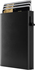 QLD Minimalist Wallet for Men - RFID Blocking [Smart & Practical] Trifold Slim Card Holder Pop Up Wallets Metal Case for Front Pocket with Cash Slot, ID Window, Magnetic Closure by QLDBrand
