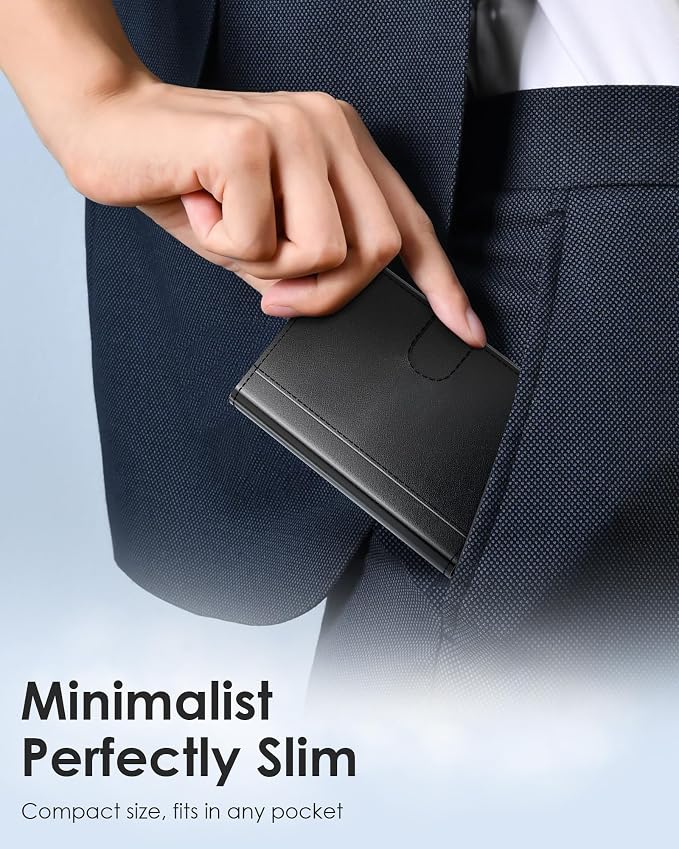 QLD Mens Wallet Card Holder - RFID Blocking Wallet for Men, Pop Up Aluminum Case, Trifold, Leather, Smart, Slim, Minimalist, Front Pocket - 9-11 Card Capacity | ID Window | Cash Slot - Image 6