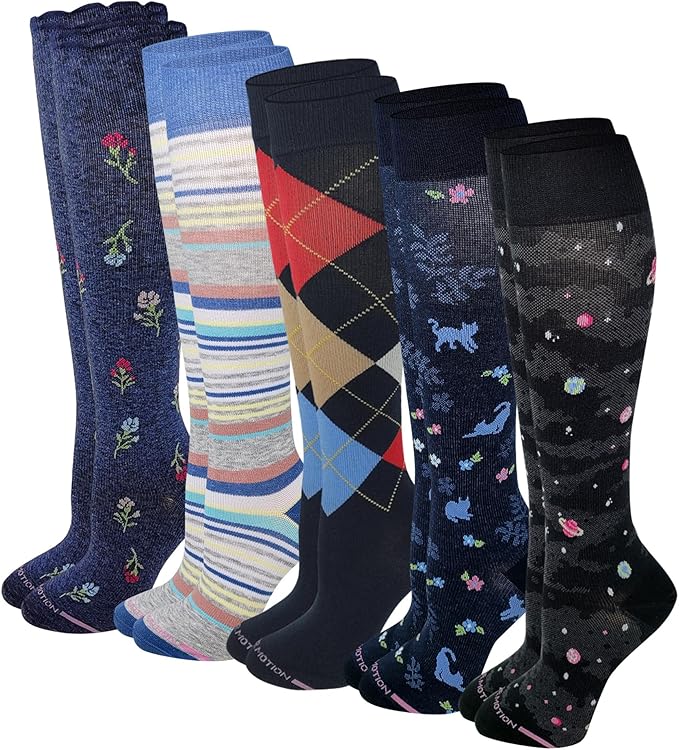 Dr. Motion Compression Knee High Socks for Women - 5 Pairs Pack by Dr.+Motion